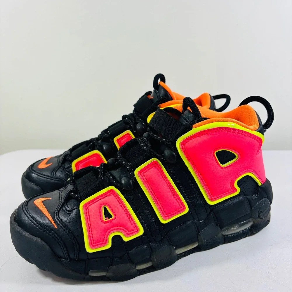 Nike‎ Air More Uptempo Orange Hot Punch Pink Black 917593-002 Mens 5.5 Women 7